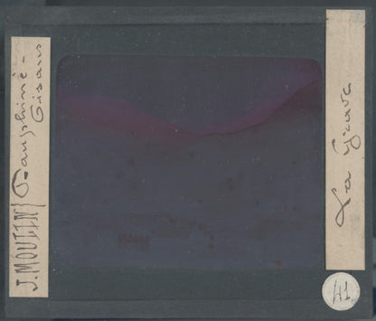 La Grave village, photo J. Moulin, plaque verre, couleur, positif 8,5x10 cm