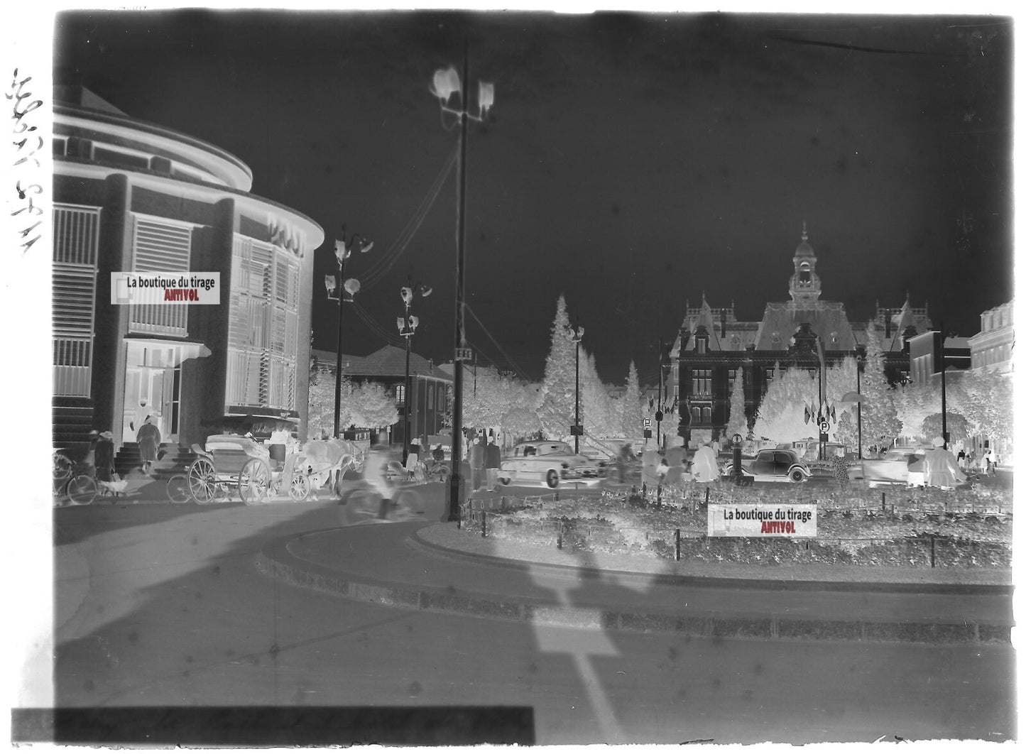 Plaque verre photo ancienne négatif noir et blanc 13x18 cm Vichy La Poste