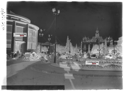 Plaque verre photo ancienne négatif noir et blanc 13x18 cm Vichy La Poste