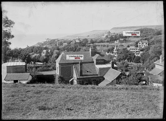 Plaque verre photo ancienne négatif noir et blanc 13x18 cm Puys Dieppe France