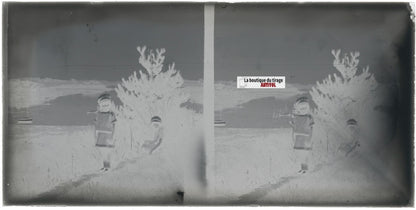 Bretagne, mer, bateau, stéréoscopie, photo plaque verre, négatif 9x18 cm