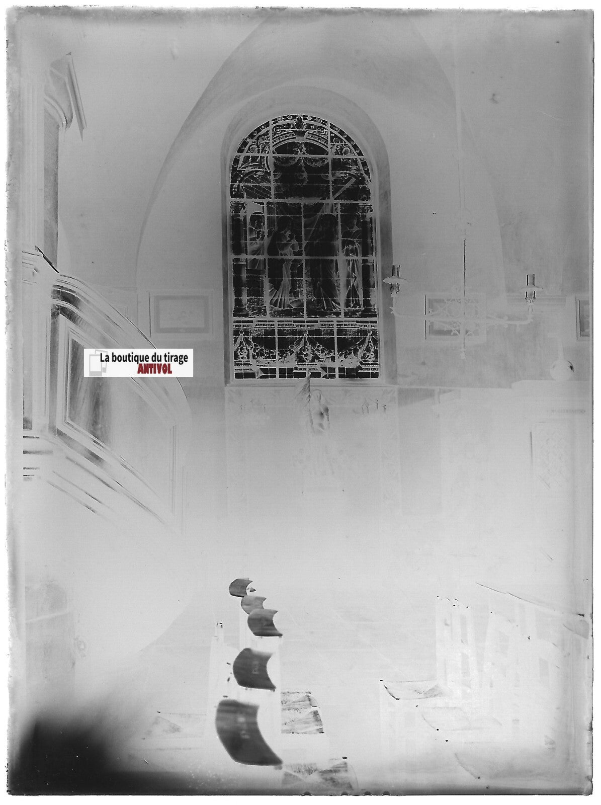 Rennes, église Saint-Etienne, Plaque verre photo, négatif noir & blanc 9x12 cm