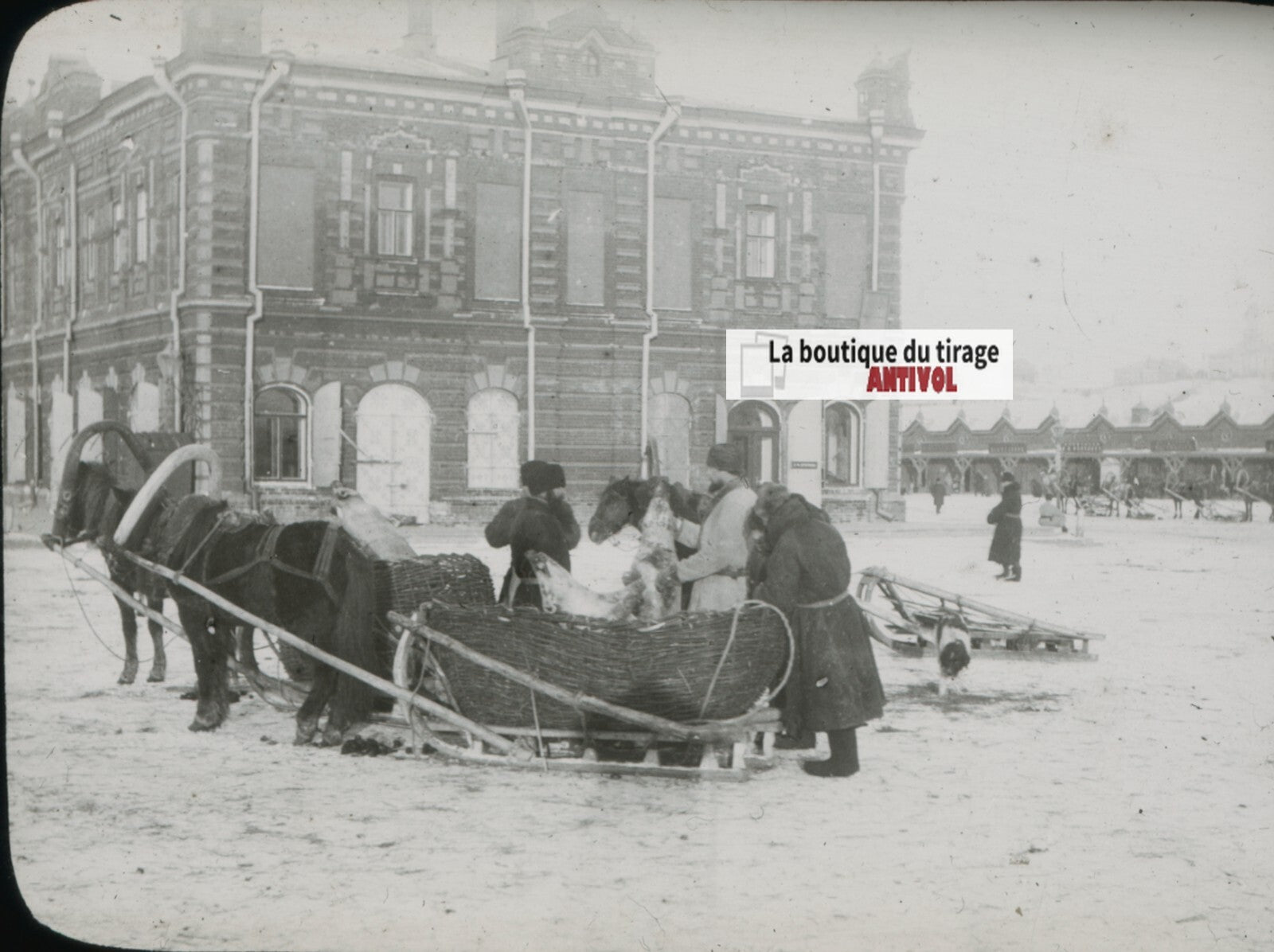 Koursk ?, Russie, photo plaque verre, noir & blanc, positif 8,5x10 cm
