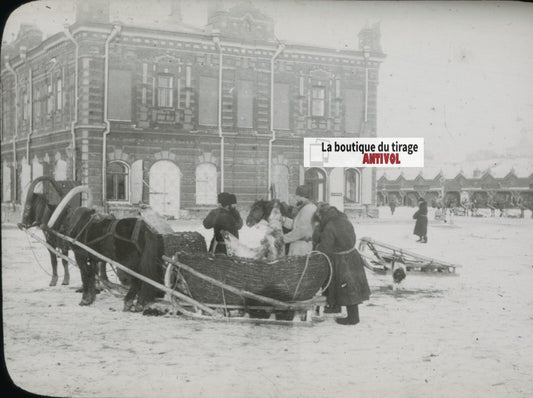 Koursk ?, Russie, photo plaque verre, noir & blanc, positif 8,5x10 cm
