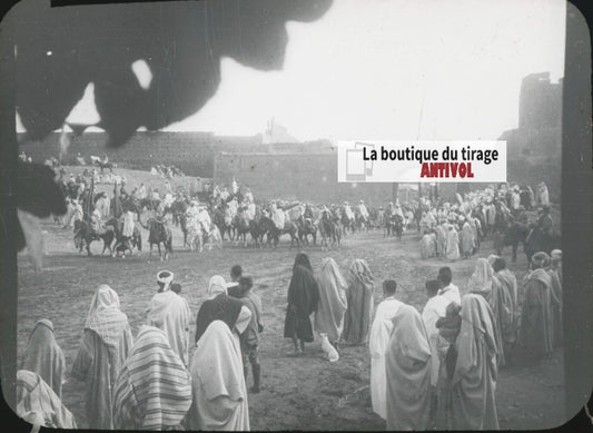 Moulay Youssef, Fès, Rabat Maroc, photo ancienne plaque verre, positif 8,5x10 cm