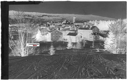 Plaque verre photo ancienne, négatif noir & blanc 9x14 cm, Les Rousses, montagne
