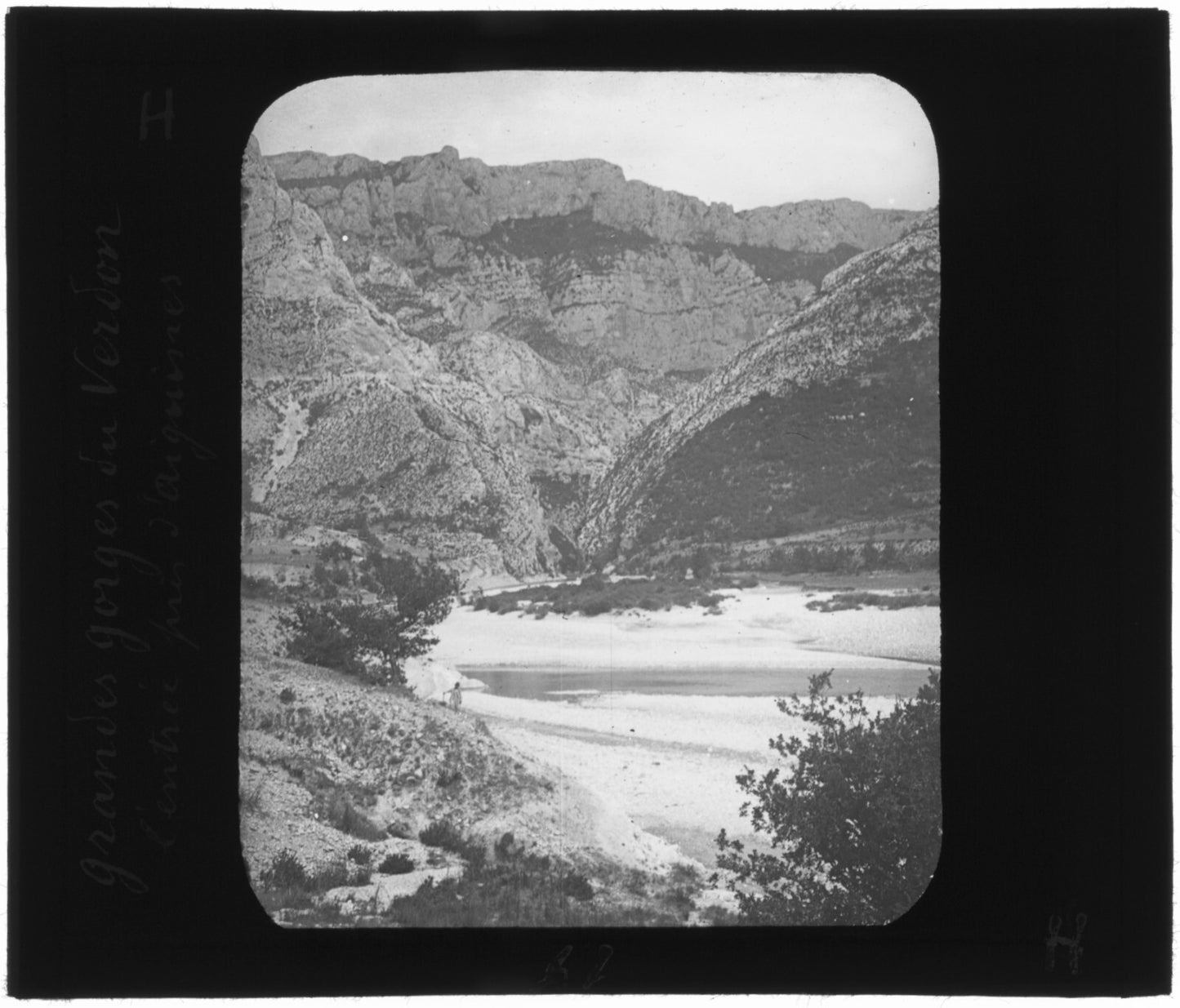 Gorges du Verdon, Aiguines, photo ancienne plaque de verre, positif 8,5x10 cm