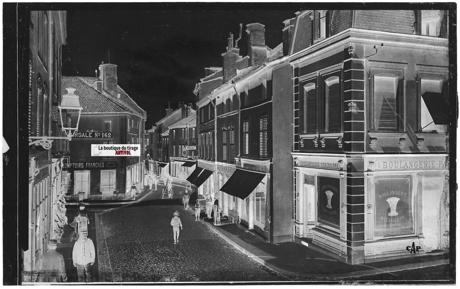 Plaque verre photo, négatif noir & blanc 9x14 cm Neufchâteau, rue Saint-Jean