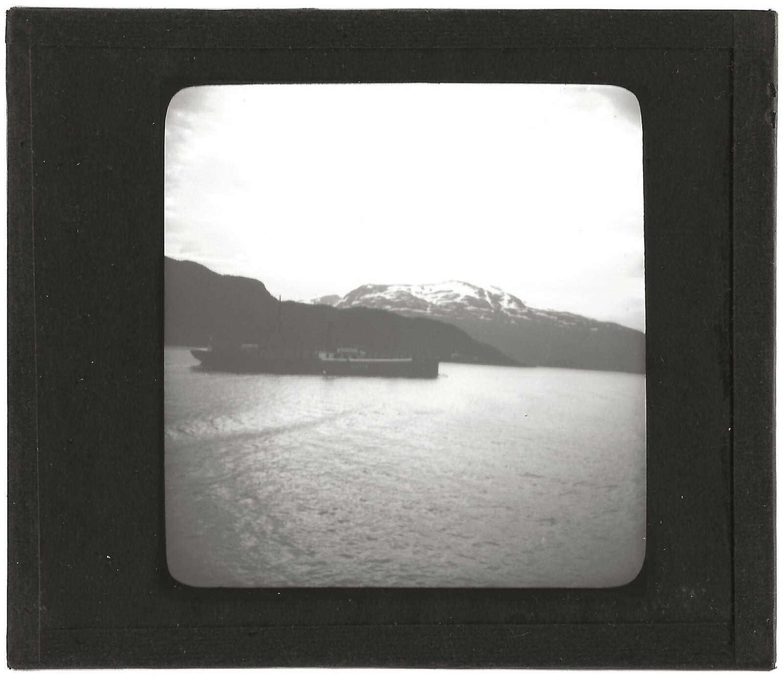 Norvège, fjord bateau, photo ancienne plaque de verre, positif 8,5x10 cm