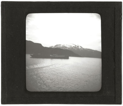 Norvège, fjord bateau, photo ancienne plaque de verre, positif 8,5x10 cm