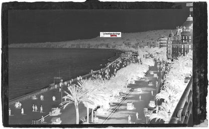 Plaque verre photo négatif noir et blanc 9x14 cm Nice, promenade des Anglais