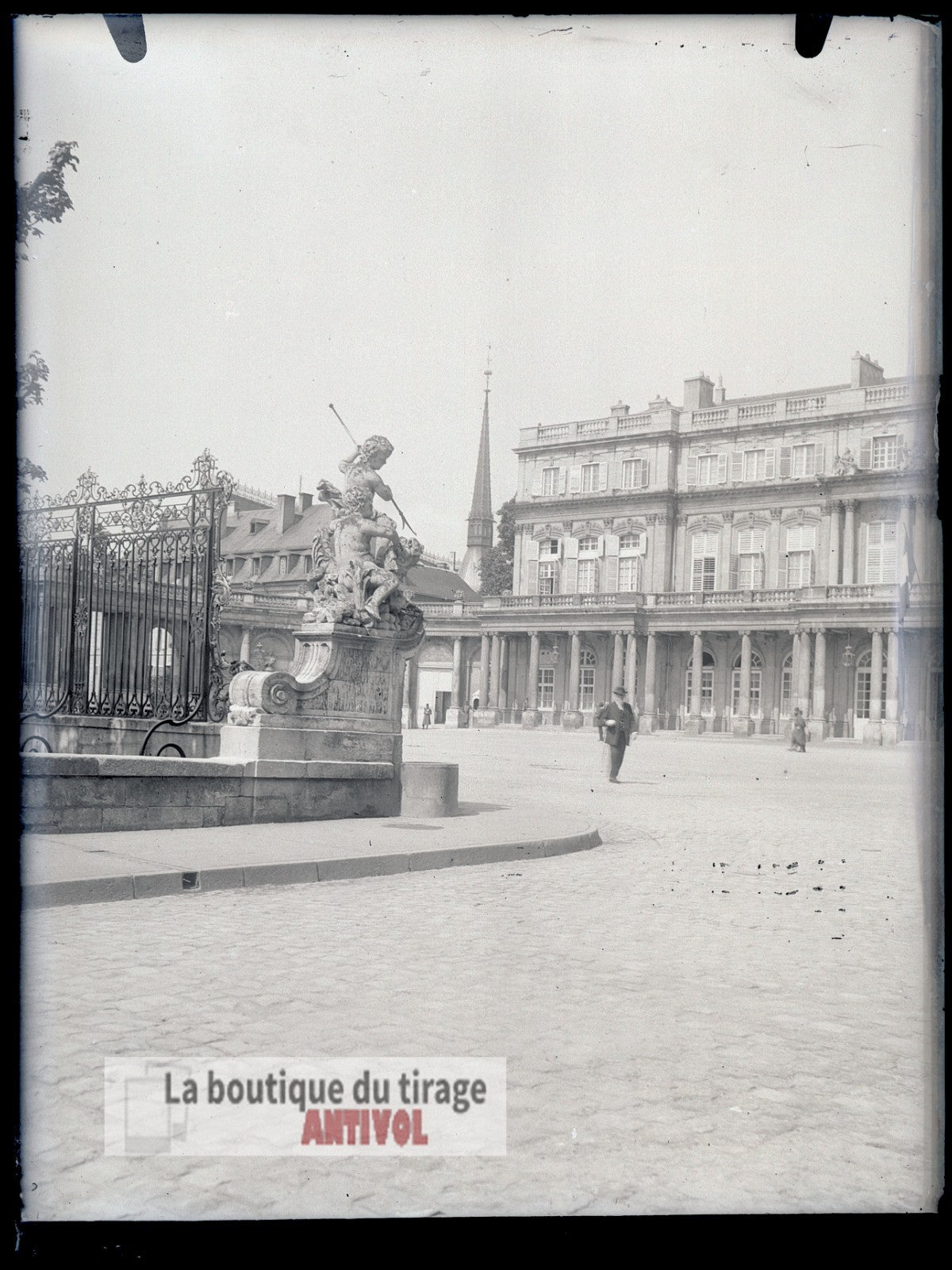 Place de la Carrière, Nancy, plaque verre, photo ancienne, négatif 9x12 cm
