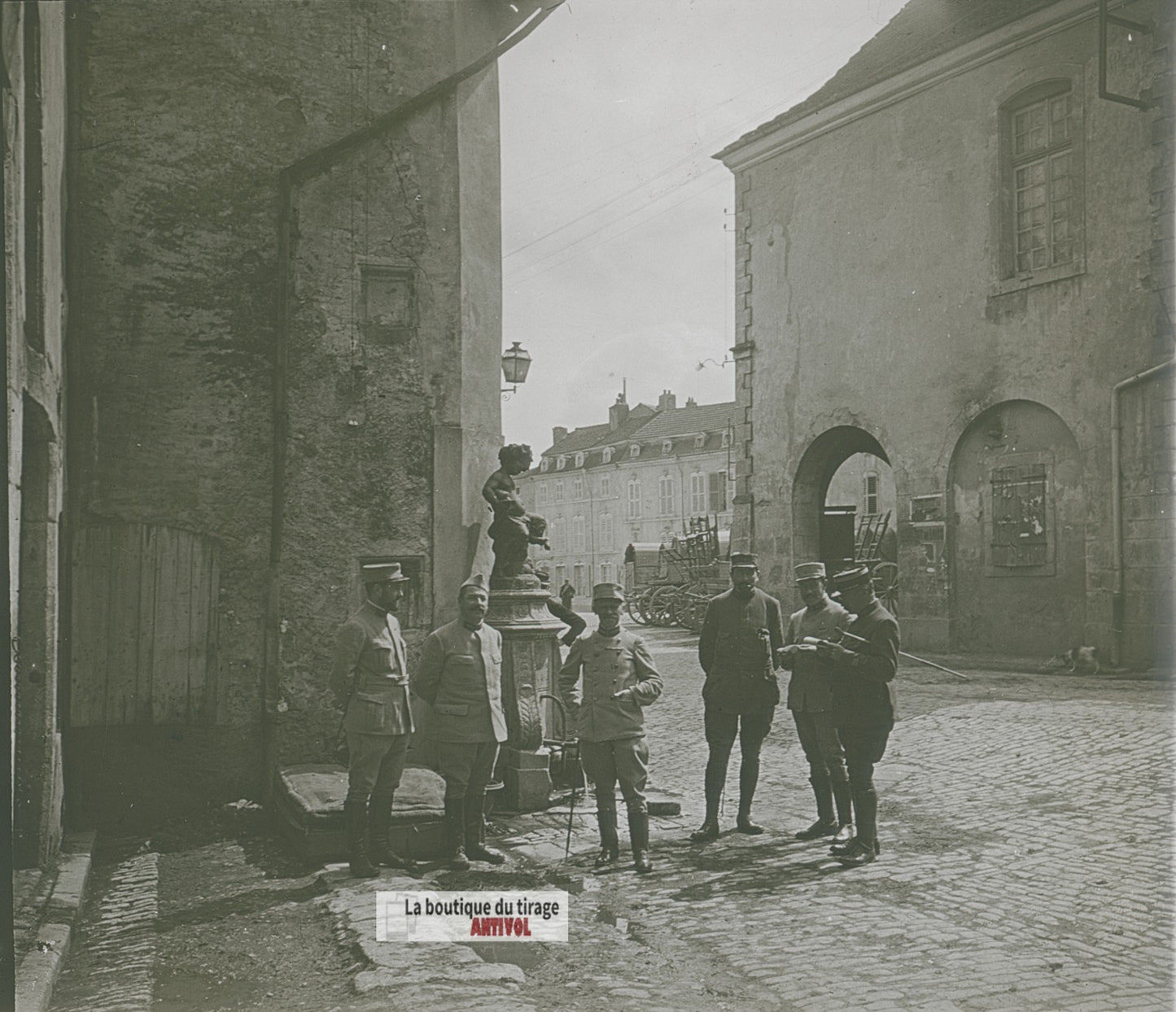 Militaires français, guerre WW1, plaque verre photo ancienne stéréo 6x13 cm