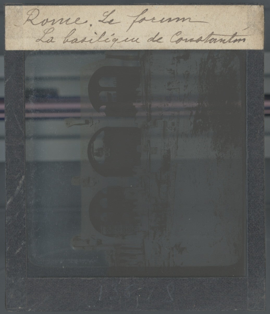 Basilique de Maxence, Rome, photo ancienne plaque verre, positif 8,5x10 cm