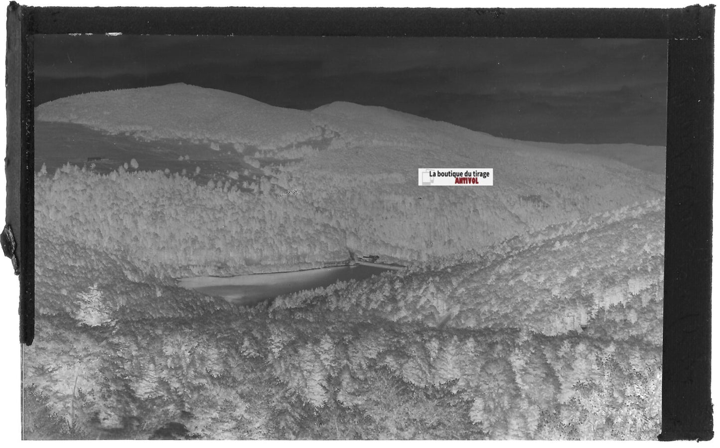 Plaque verre photo, négatif noir & blanc 9x14 cm, Le Markstein, Lac de la Lauch