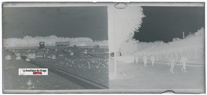 Camp du Ruchard, soldats, plaque verre, photo ancienne, négatif N&B 6x13 cm