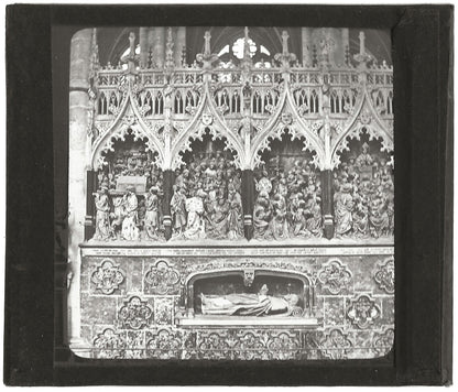 Clôture du choeur, Amiens, photo ancienne plaque verre, positif 8,5x10 cm