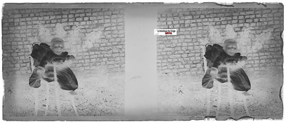 Bébé jardin, Plaque verre photo stéréoscopique, négatif noir & blanc 4,5x10,7 cm