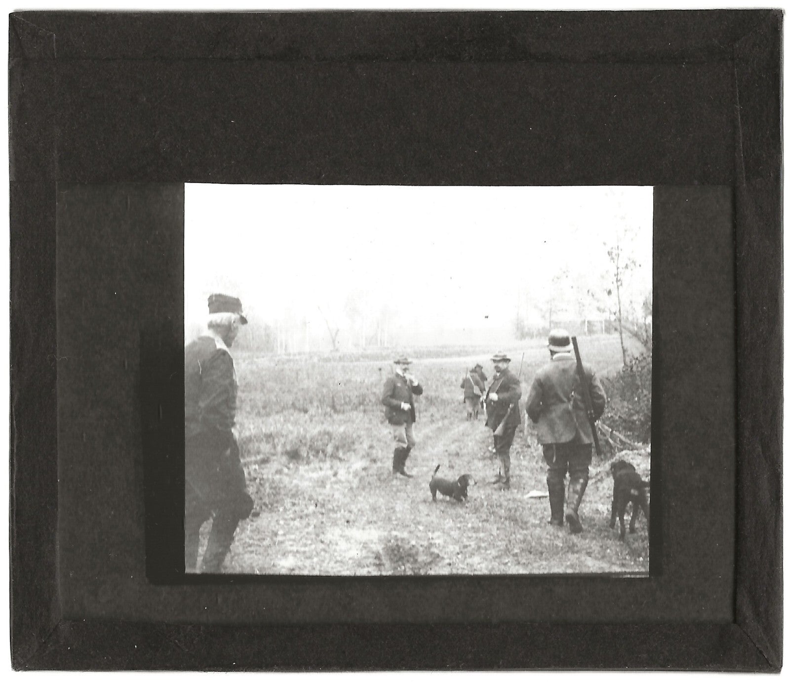 Chasse, Cerny-lès-Bucy, photo ancienne plaque de verre, positif 8,5x10 cm