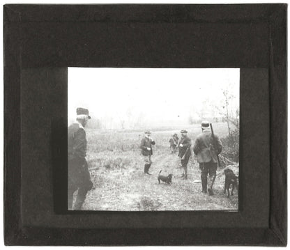 Chasse, Cerny-lès-Bucy, photo ancienne plaque de verre, positif 8,5x10 cm