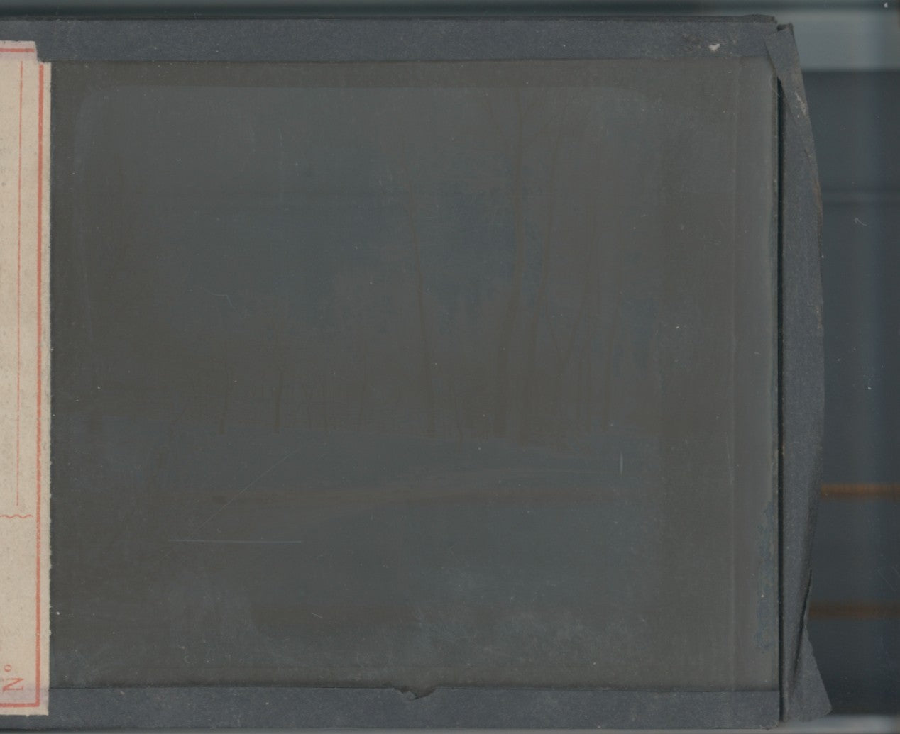 Paysage, neige, hiver, photo ancienne plaque verre, noir & blanc, 8,5x10 cm