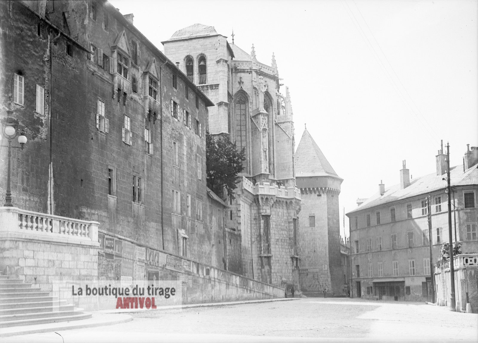 Chambéry, cathédrale, château, plaque verre, photo ancienne, négatif 9x12 cm