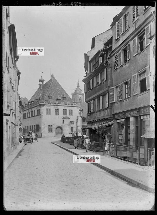 Plaque verre photo ancienne négatif noir et blanc 13x18 cm Colmar photographie