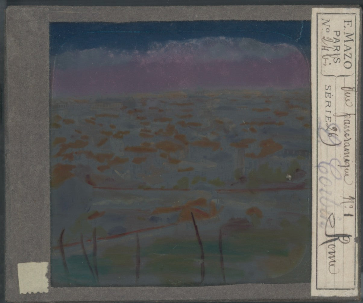 Vue panoramique de Rome, Italie, plaque ancienne verre couleur, 8,5x10 cm