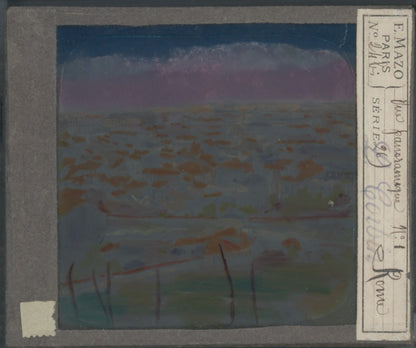 Vue panoramique de Rome, Italie, plaque ancienne verre couleur, 8,5x10 cm