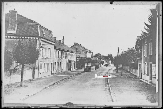 Courcelles-Chaussy, Plaque verre photo ancienne, négatif noir & blanc 10x15 cm