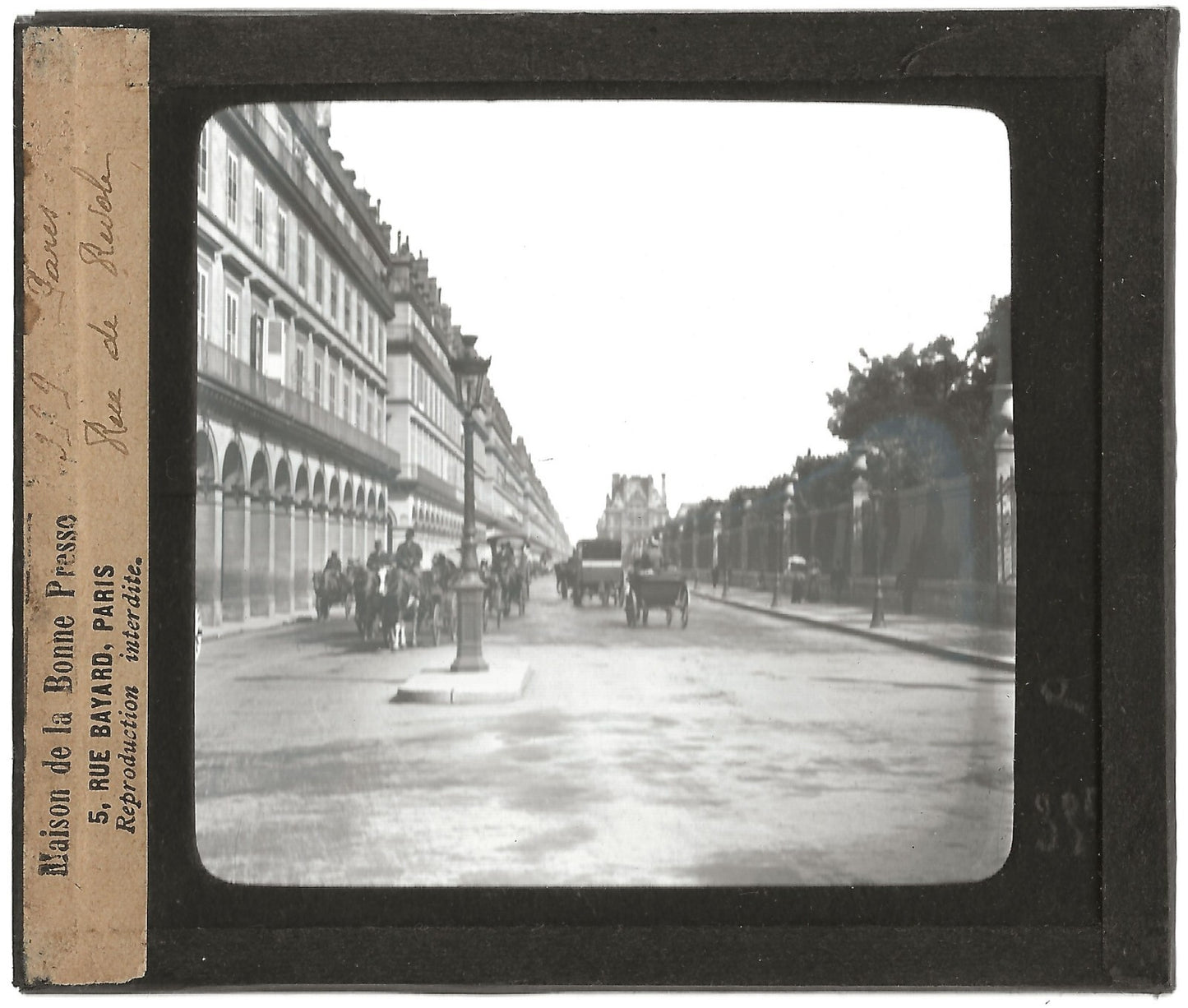 Rue de Rivoli, Paris, France, photo ancienne plaque de verre, positif 8,5x10 cm