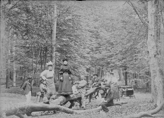 Plaque verre photo négatif 13x18 cm hommes femmes forêt, collection personnage 