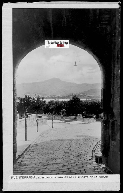 Plaque verre photo vintage négatif noir & blanc 9x14 cm Fuenterrabia 0914034