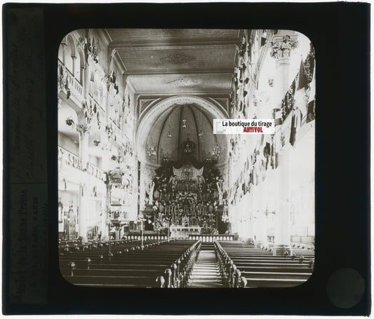 Chapelle des Pères sacrement, Montréal, photo plaque verre, positif 8,5x10 cm