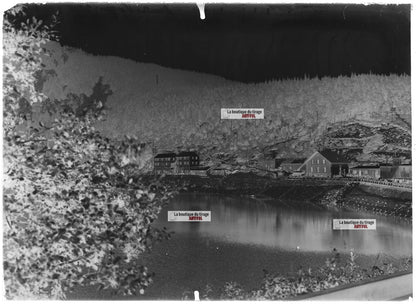 Plaque verre photo ancienne négatif noir et blanc 13x18cm lac Noir Orbey Vosges