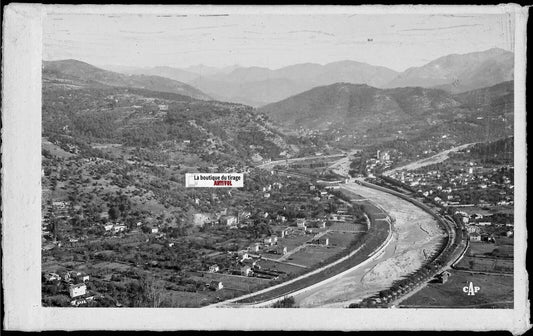 Plaque verre photo, négatif noir & blanc 9x14 cm, Nice, vallée du Paillon