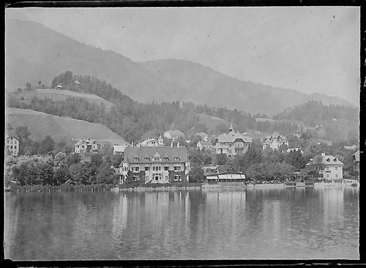 Plaque verre photo ancienne négatif noir et blanc 4x6 cm Millstatt am See