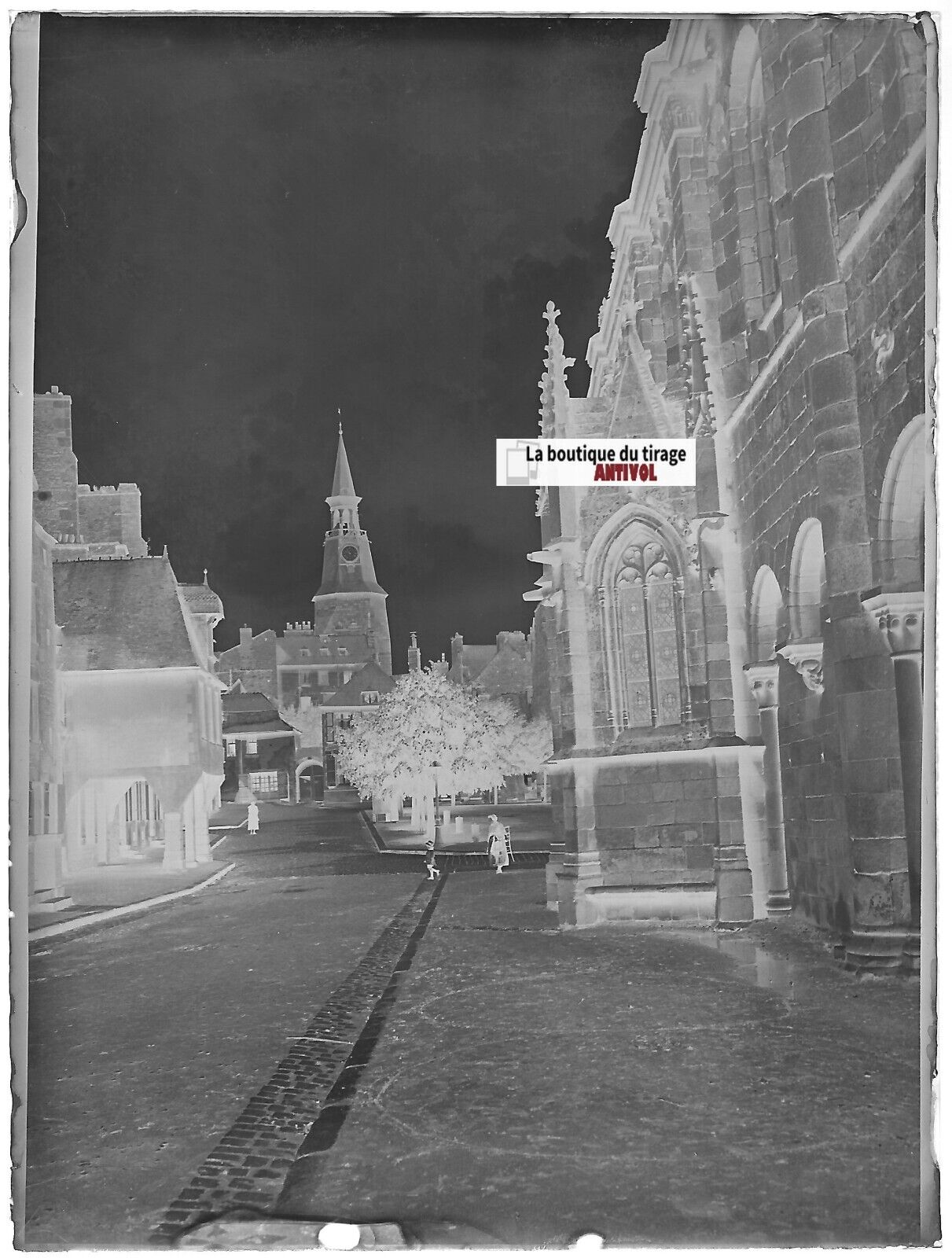 Dinan, Église Saint-Sauveur, Plaque verre photo, négatif noir & blanc 9x12 cm