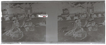 Saint-Palais-sur-Mer, Plaque verre stéréo, négatif noir & blanc 4,5x10,7 cm