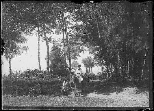 Plaque verre photo ancienne négatif noir et blanc 6x9 cm enfants âne garçons - La Boutique Du Tirage 