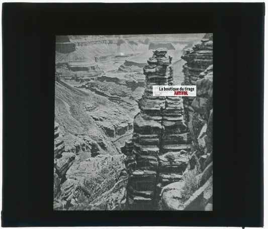 Marble Canyon, USA, Arizona, photo plaque verre, noir & blanc, positif 8,5x10 cm