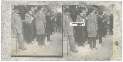 Jour de course, Longchamp, Paris, plaque verre stéréoscopique, positif 8,5x17 cm