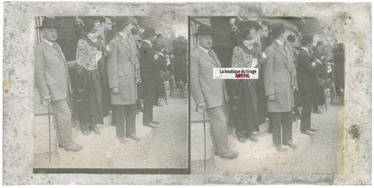 Jour de course, Longchamp, Paris, plaque verre stéréoscopique, positif 8,5x17 cm