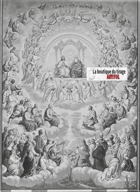 Scène religieuse, catéchisme, dessin peinture, plaque verre, positif 8,5x10 cm