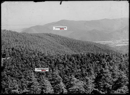 Plaque verre photo ancienne négatif noir et blanc 13x18 cm Trois Epis montagne