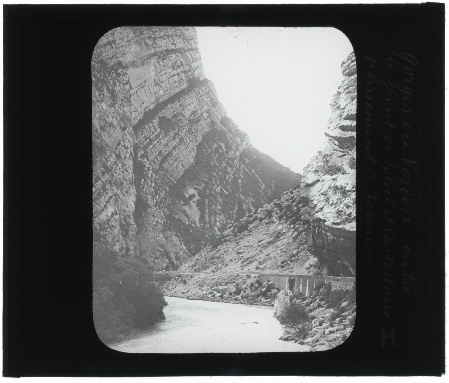 Gorges du Verdon, paysage, photo ancienne plaque de verre, positif 8,5x10 cm