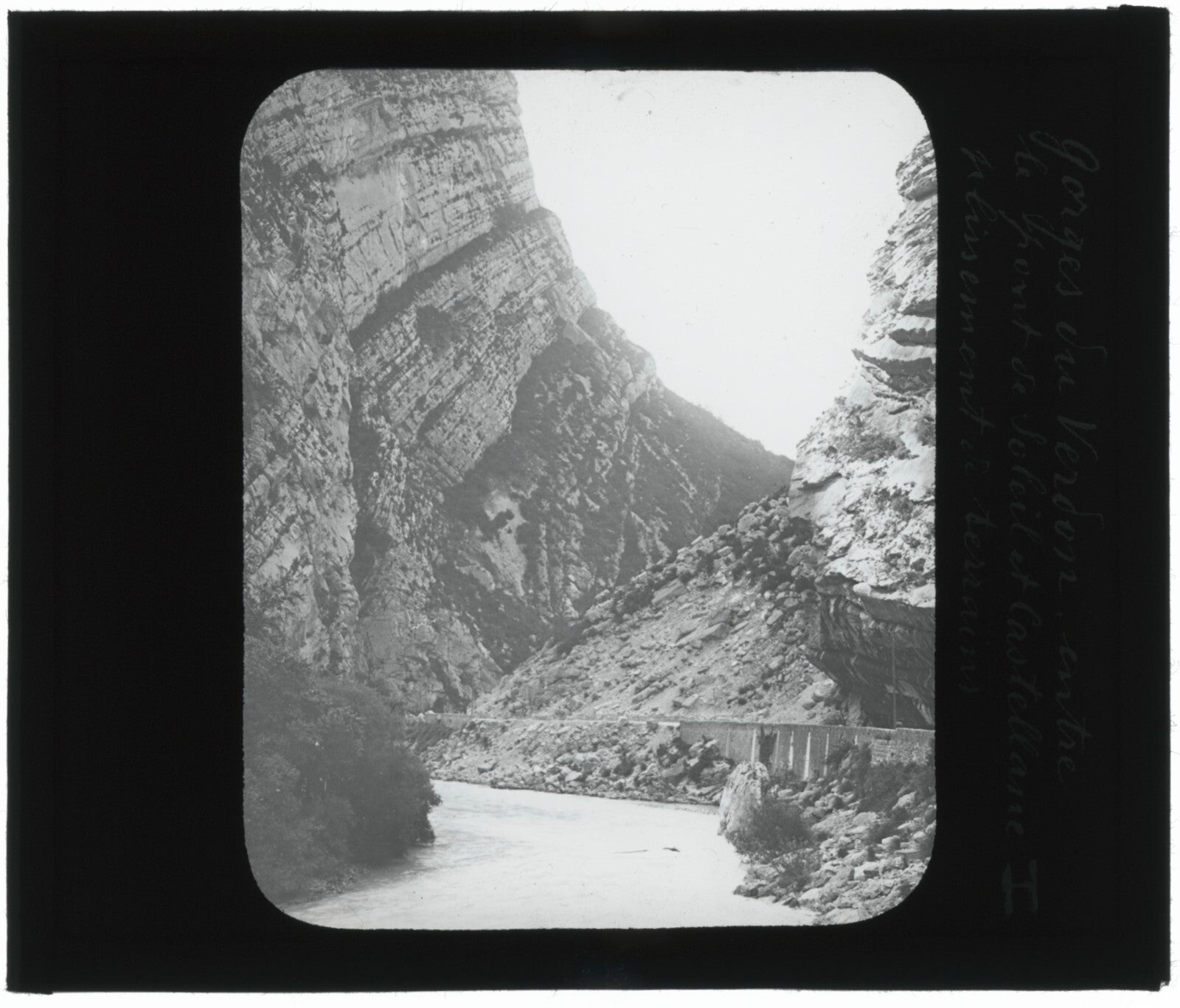 Gorges du Verdon, paysage, photo ancienne plaque de verre, positif 8,5x10 cm