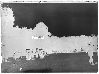 Parc Versailles, Plaque verre photo ancienne, négatif noir & blanc 9x12 cm