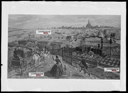 Plaque verre négatif noir et blanc 13x18 cm Paris Strasbourg 1852 1952 SNCF