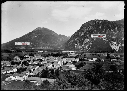 Plaque verre photo ancienne négatif noir et blanc 13x18 cm Bielle Pyrénées